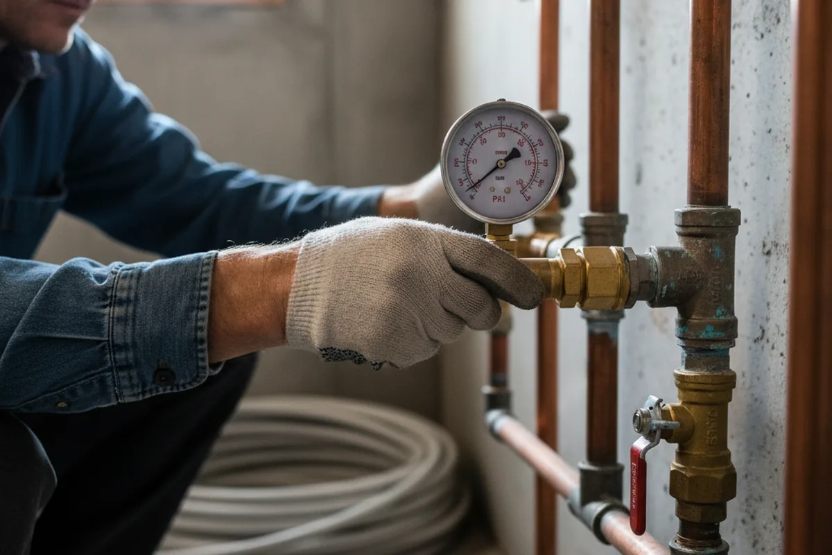 Pressure testing a repaired line during Water Line Repair in Cowansville